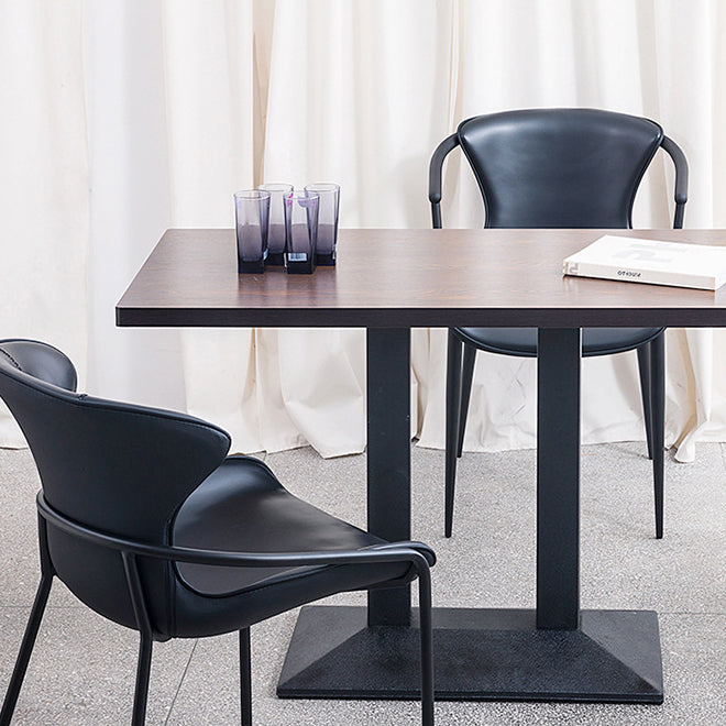 Lighom minimalist saddle trapezoid black dining chairs & benches in leather metal