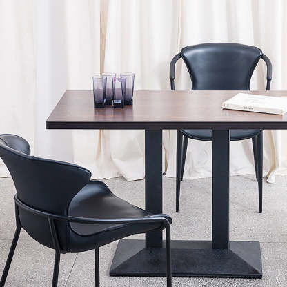 Lighom minimalist saddle trapezoid black dining chairs & benches in leather metal