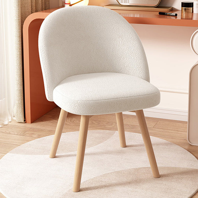 Nordic Curved Fabric Wood Vanity Stool — White