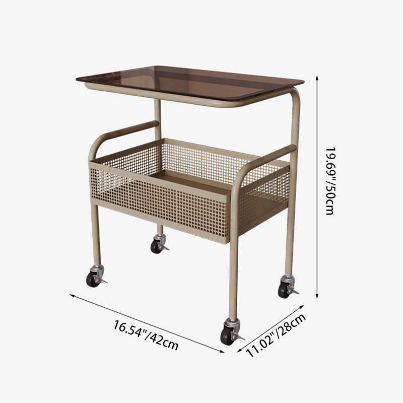 Scandinavian Iron Tempered Glass End Table