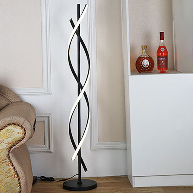 Minimalist Spiral LED Floor Lamp — Black / Infinitely Dimmable / 110V-120V For US/CA