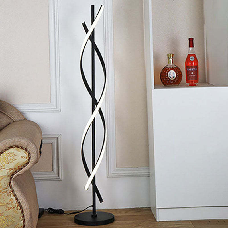 Minimalist Spiral LED Floor Lamp — Black / Infinitely Dimmable / 110V-120V For US/CA
