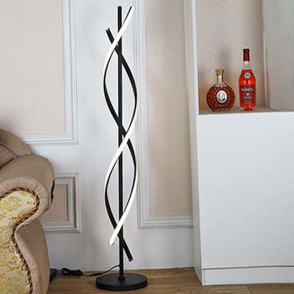 Minimalist Spiral LED Floor Lamp — Black / Infinitely Dimmable / 110V-120V For US/CA