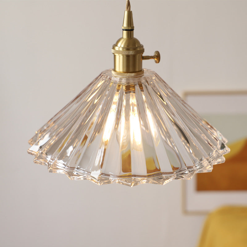 Nordic Vintage Clear Brass Glass Pendant