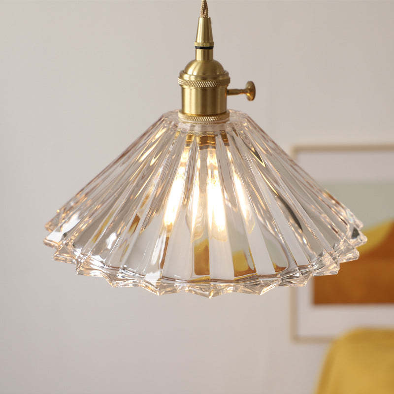 Nordic Vintage Clear Brass Glass Pendant