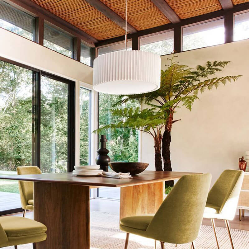 Nordic Minimalist Pleated Fabric Drum Cone Pendant Light