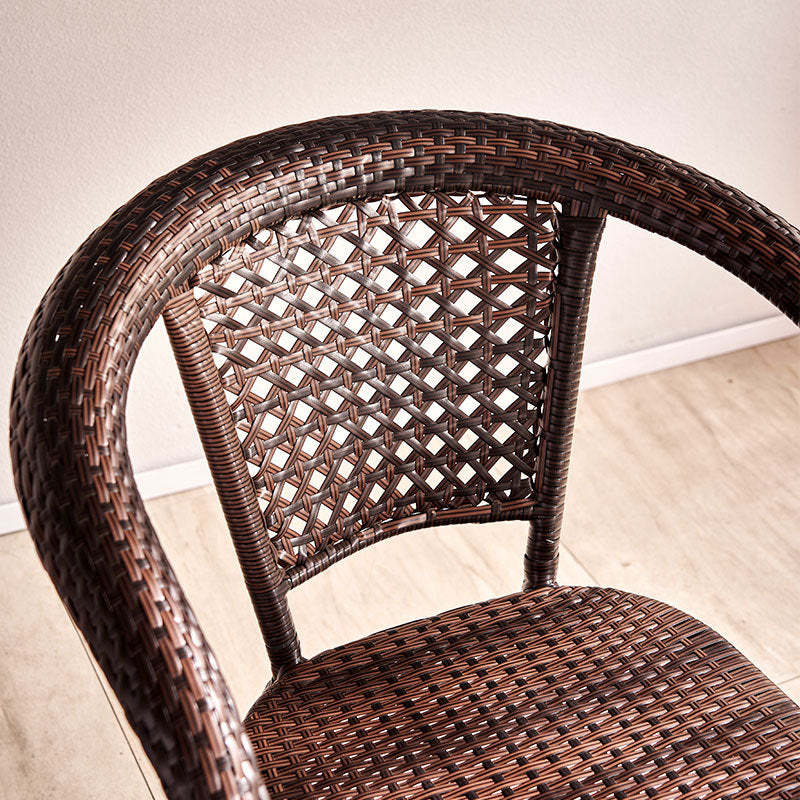Vintage Curved Rattan Iron Wood Dining Chair