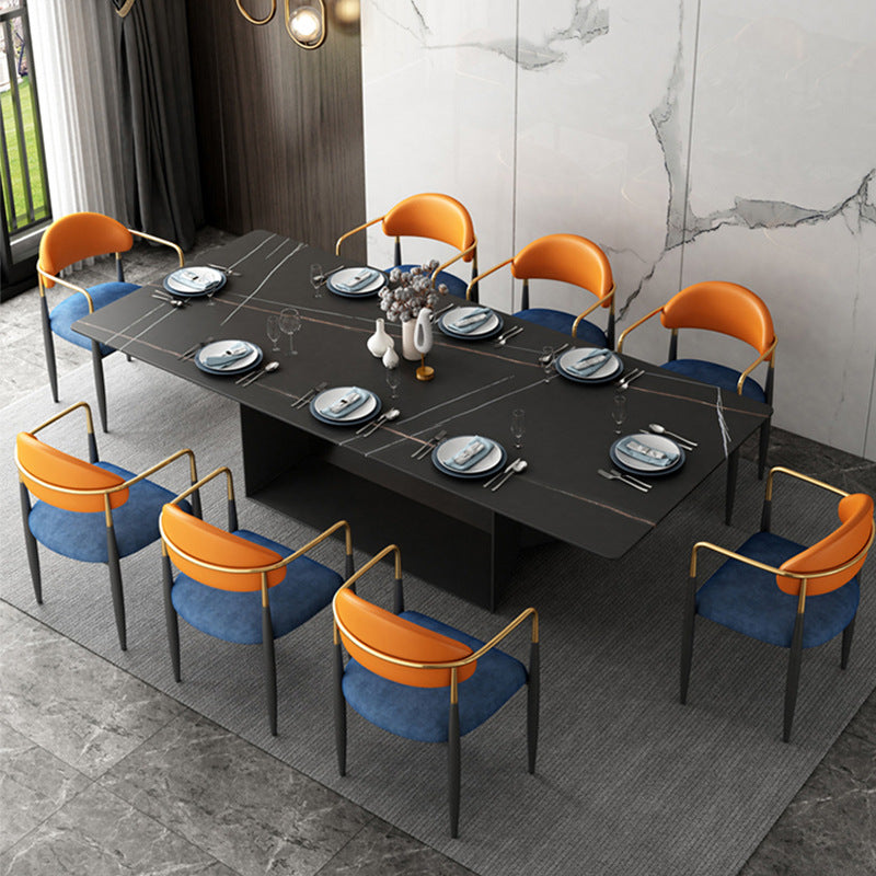 Nordic Half Round Velvet Leather Iron Dining Chair
