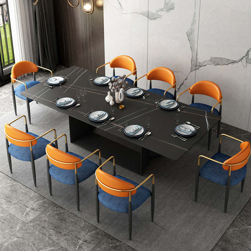 Nordic Half Round Velvet Leather Iron Dining Chair