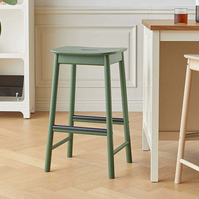 Nordic rectangular bar & counter stools in wood — 17.3" L x 15.4" W x 24.2" H / Green