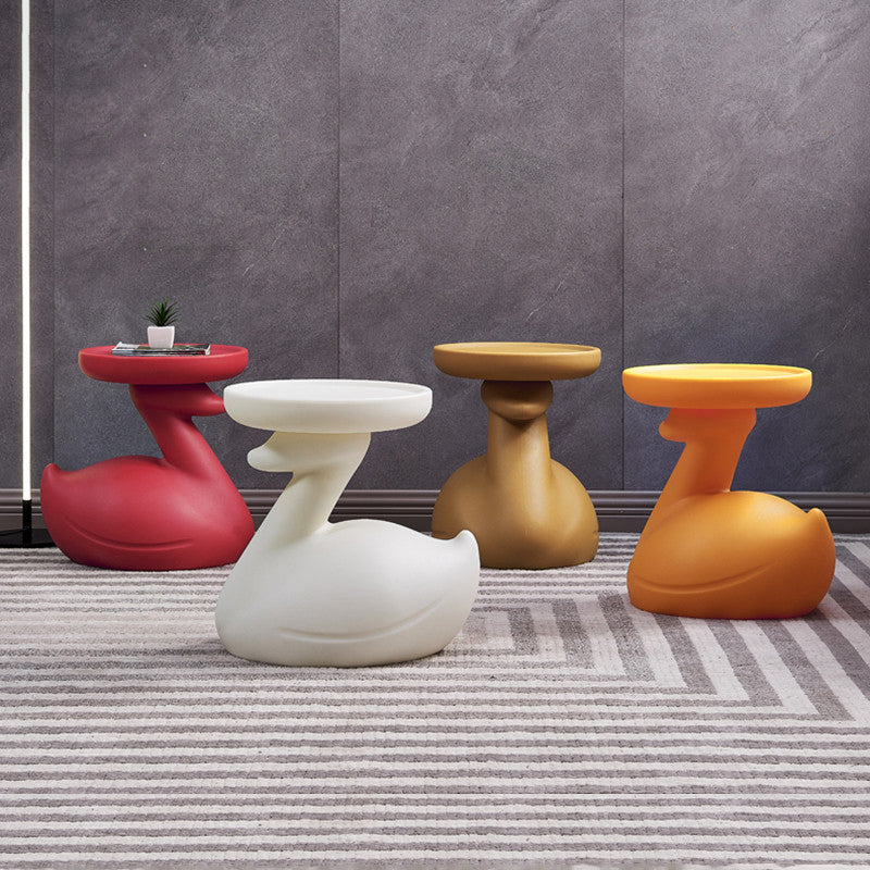 Contemporary Swan-Base Plastic Tray End Table