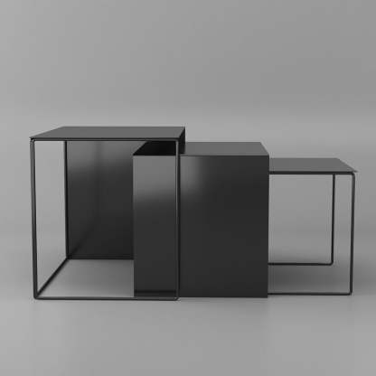 Minimalist Square Iron Nesting Side Table — Yellow
