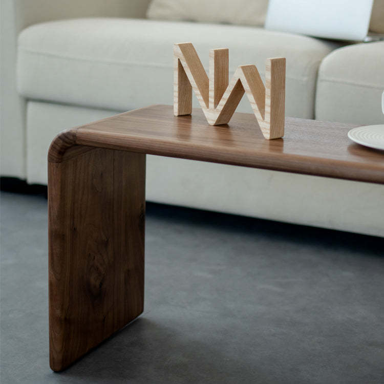 Nordic C-Shaped Walnut End Table