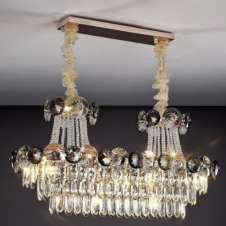 Half Round Ball Crystal Iron Chandelier