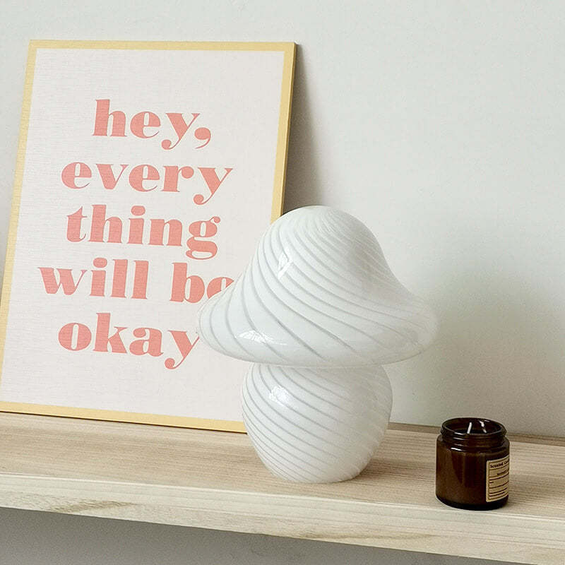 Modern Decorative Mushroom Striped Glass Lamp