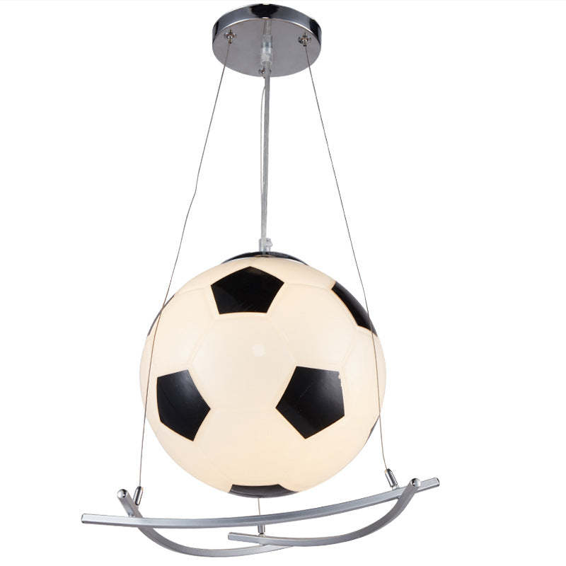 Cartoon Soccer Glass Iron Kids Pendant Light