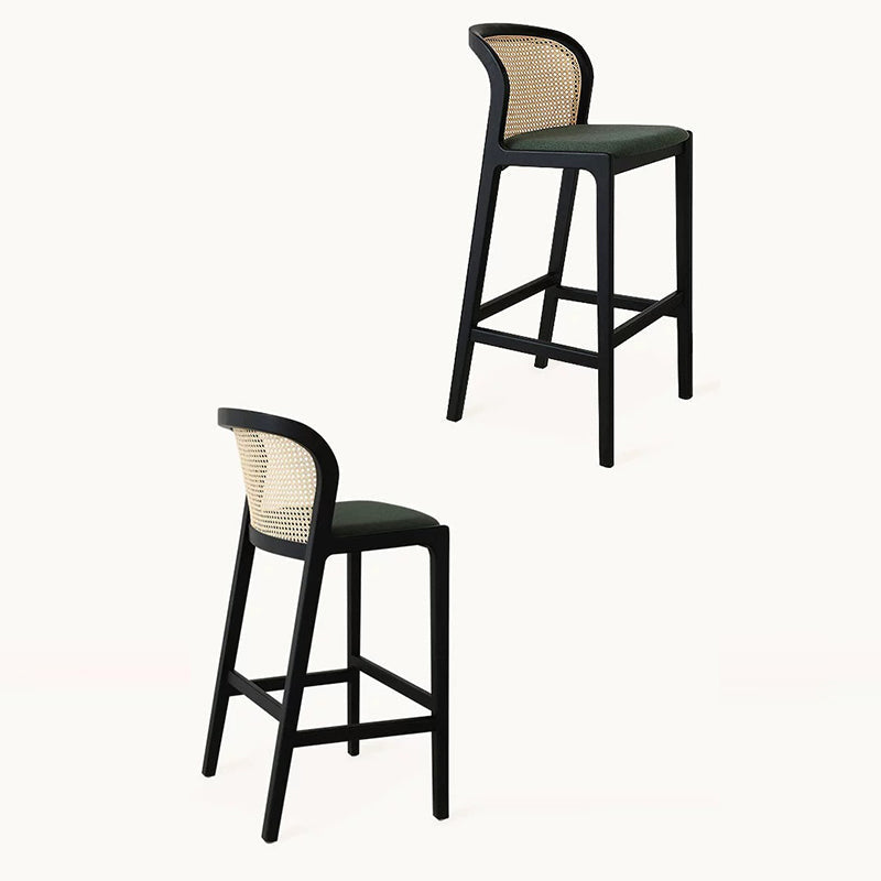 French Fabric Wood Bar Stool