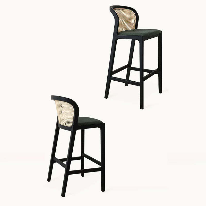 French Fabric Wood Bar Stool