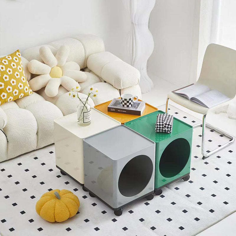 Modern Cubic Round Movable End Table — 2 / Yellow