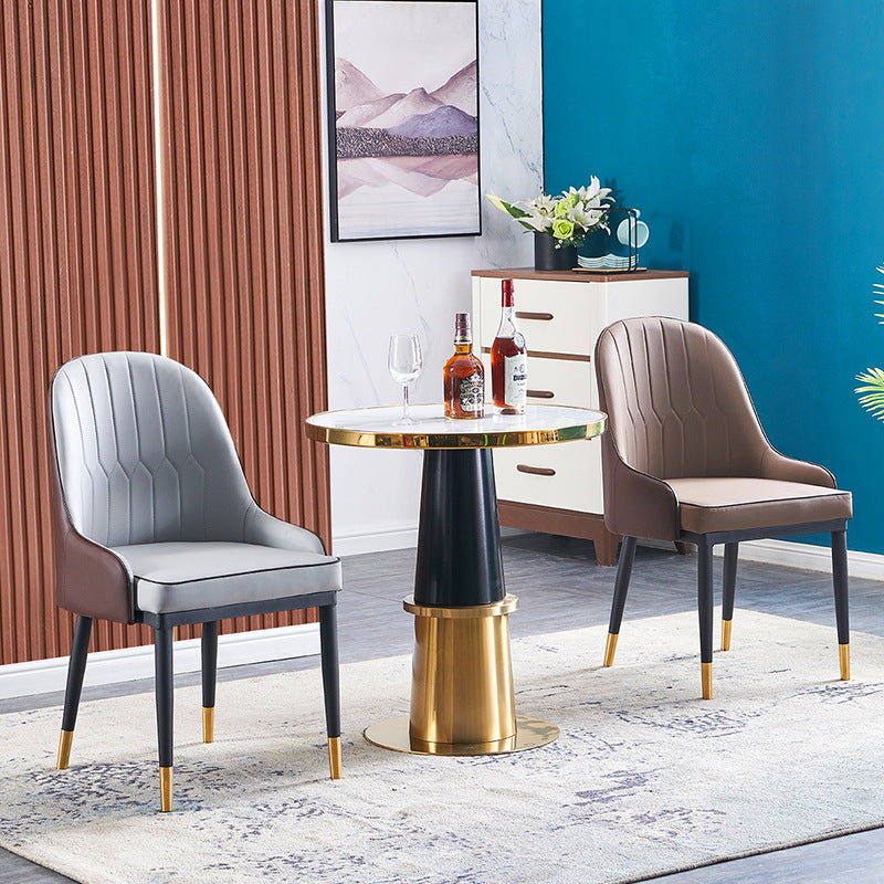 Luxury Round Porcelain Tile Metal Coffee Table