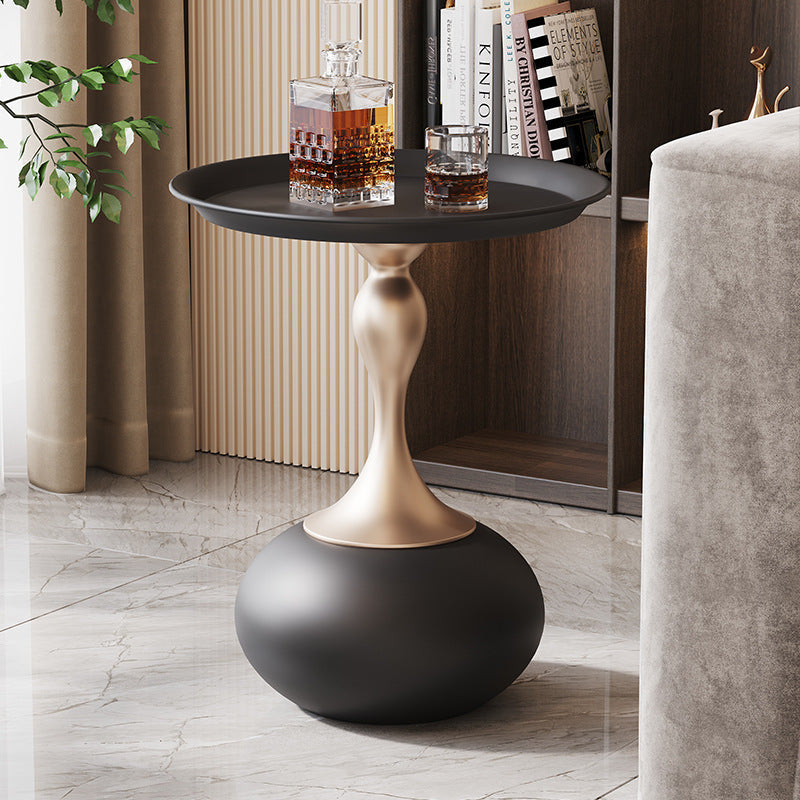 Modern Luxury Gourd Steel Ceramic Coffee Table — B / Black