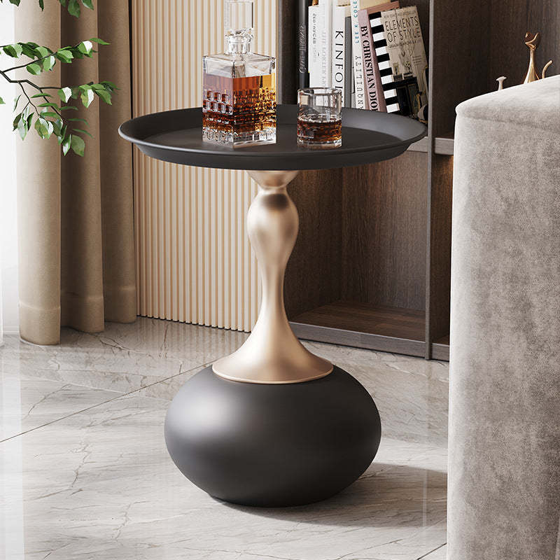 Modern Luxury Gourd Steel Ceramic Coffee Table — B / Black