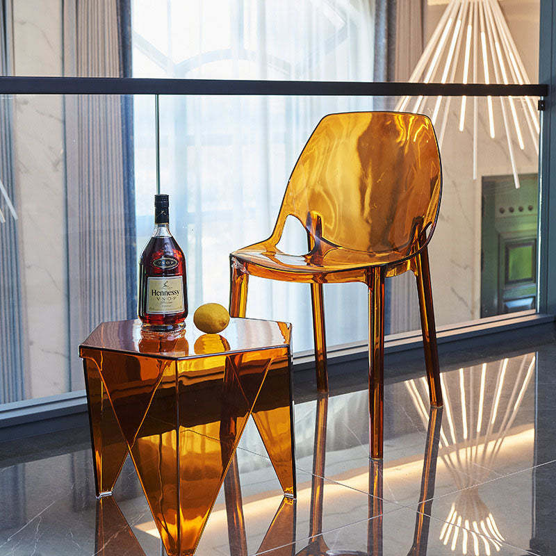 Minimalist Hexagonal Acrylic Three-Leg Coffee Table