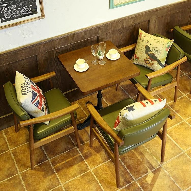 Nordic rectangular leather wood dining chairs & benches