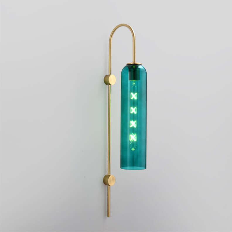 Nordic Luxury Glass Column Bent Arm Sconce