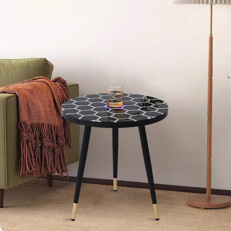 Minimalist Sensor Glass Steel Coffee Table — Black