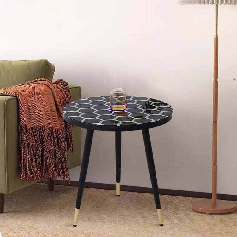Minimalist Sensor Glass Steel Coffee Table — Black