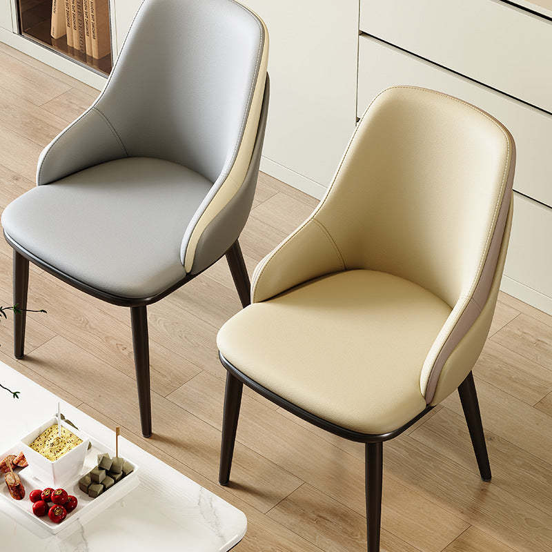 Minimalist Curved Leather Iron Chair