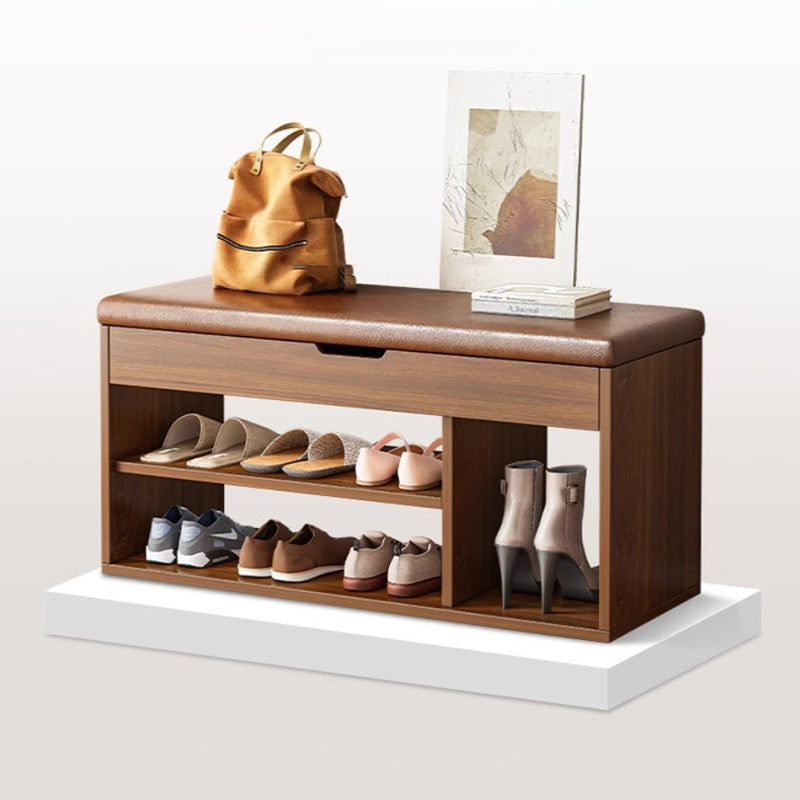 Minimalist Fabric PU Leather Wood 3-Tier Shoe Rack