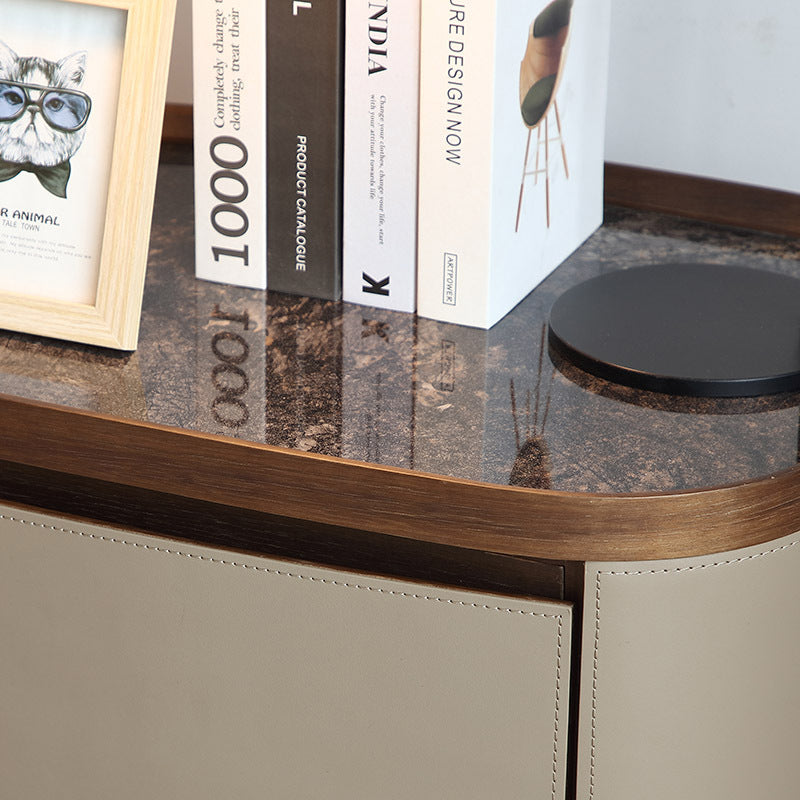 Minimalist Slate Elliptical Nightstand 2-Drawer