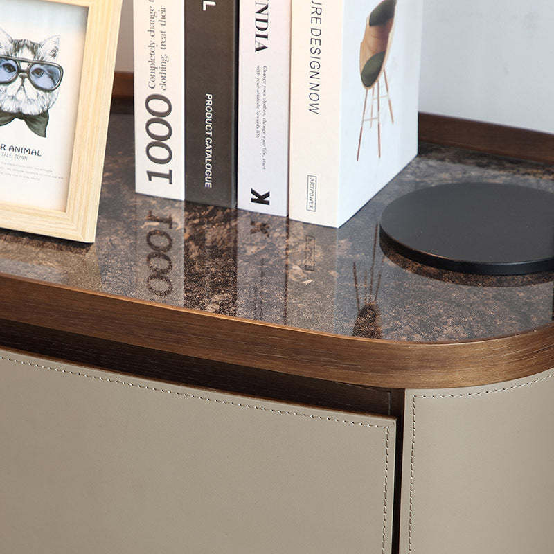 Minimalist Slate Elliptical Nightstand 2-Drawer