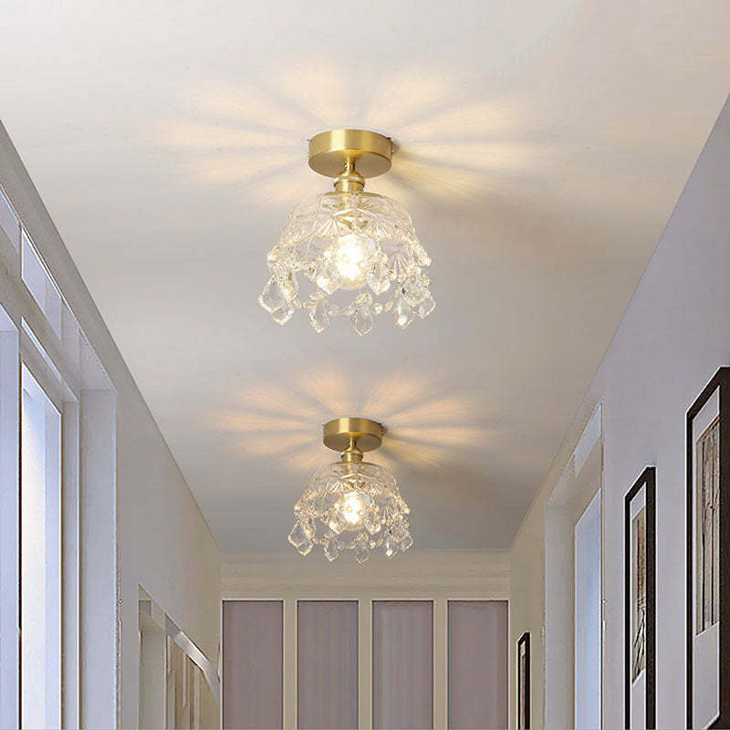 Modern Art Deco Brass 1-Light Ceiling Light