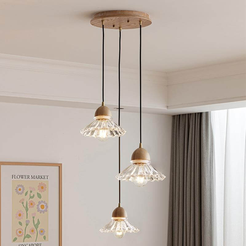 Vintage Log Glass Flower Island Chandelier — Single Head / 110V-120V For US/CA