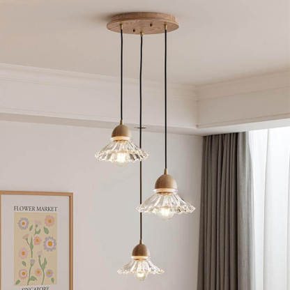 Vintage Log Glass Flower Island Chandelier — Single Head / 110V-120V For US/CA