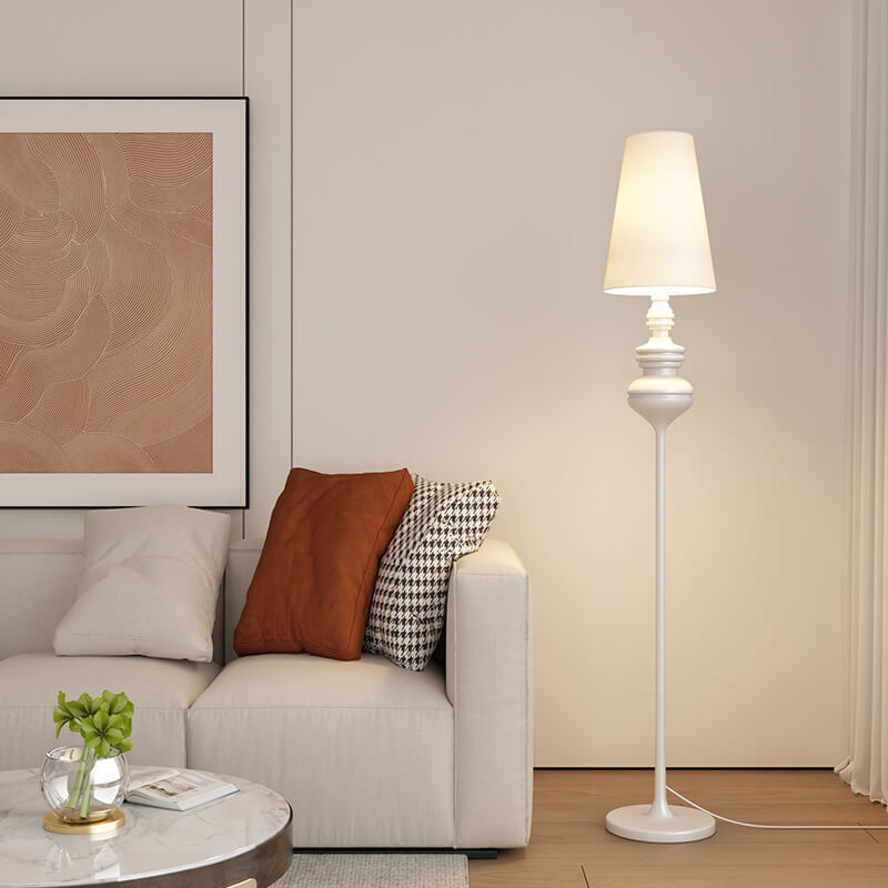 Transitional Fabric Cone Iron Floor Lamp