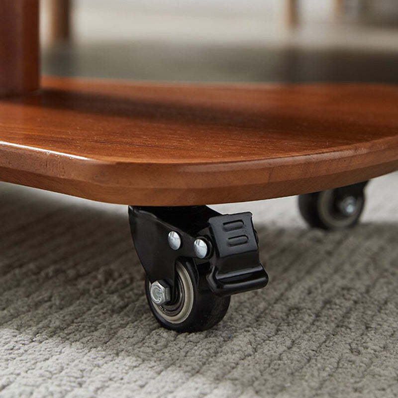 Minimalist Oval Solid Wood 4-Wheel Coffee Table