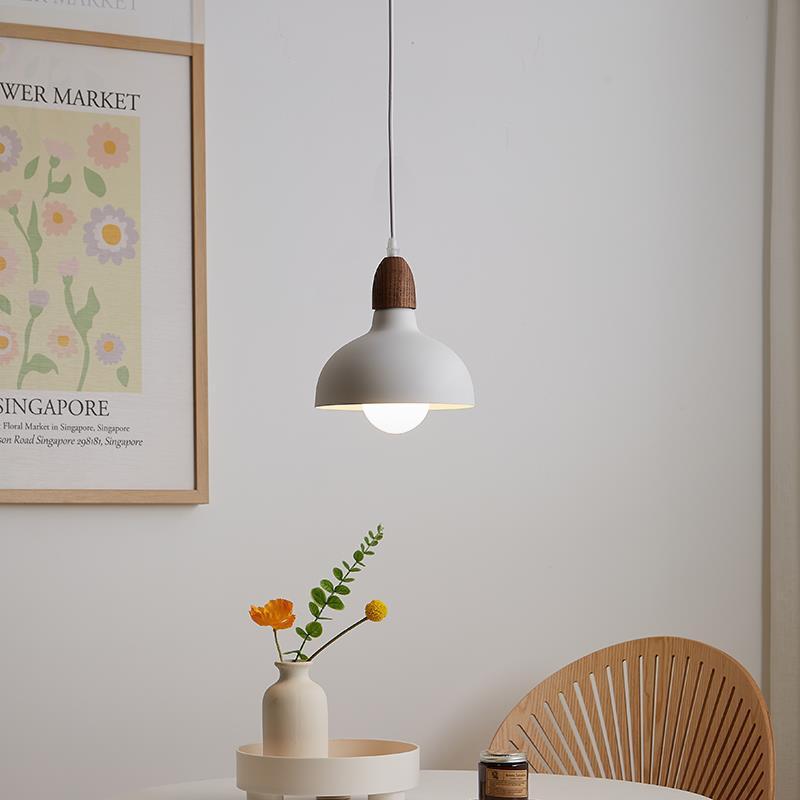 Japanese Solid Wood Dome Pendant Light