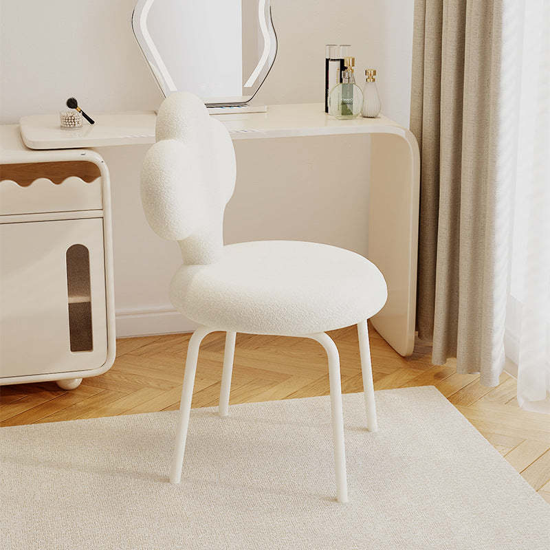 Contemporary Cloud Lambswool Swivel Vanity Stool — White