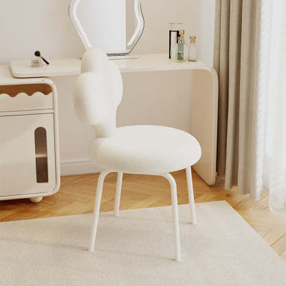 Contemporary Cloud Lambswool Swivel Vanity Stool — White