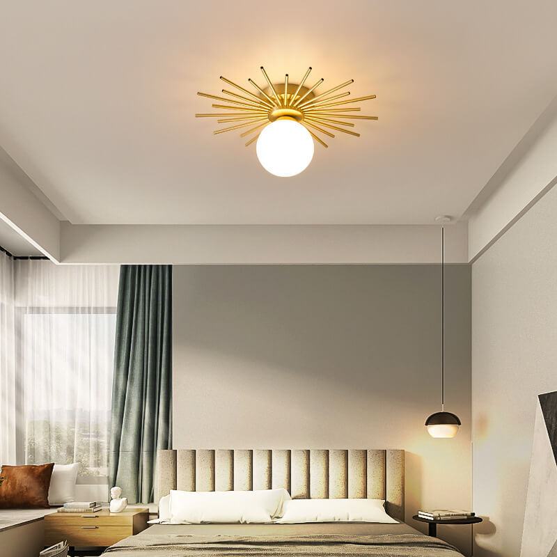 Glass Ball Semi-Flush Ceiling Light