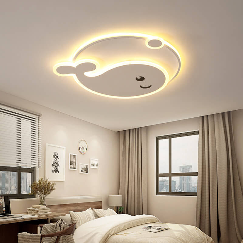 Cartoon Dolphin Moon LED Kids Flush Mount Light