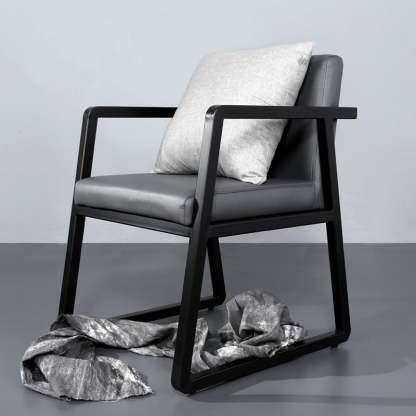 Minimalist PU Leather Steel Desk Chair — Black