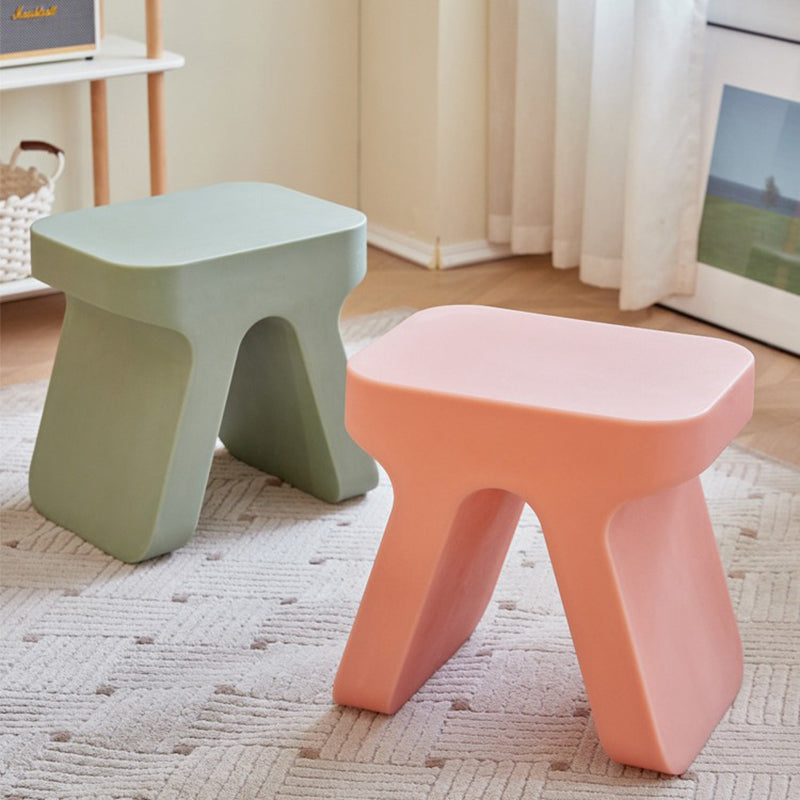 Minimalist Rectangular Plastic Stool — White