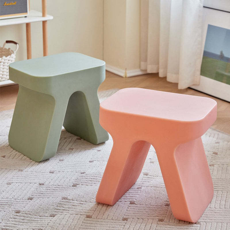 Minimalist Rectangular Plastic Stool — White