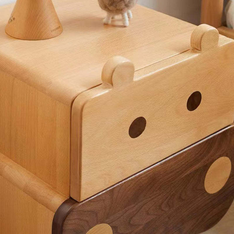 Kids Bear Wood 1-Drawer Nightstand