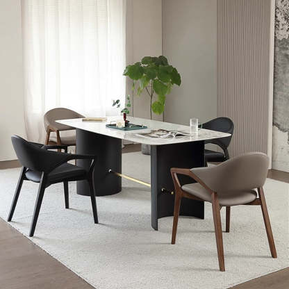 Scandinavian Leather Ash Wood Dining Chair